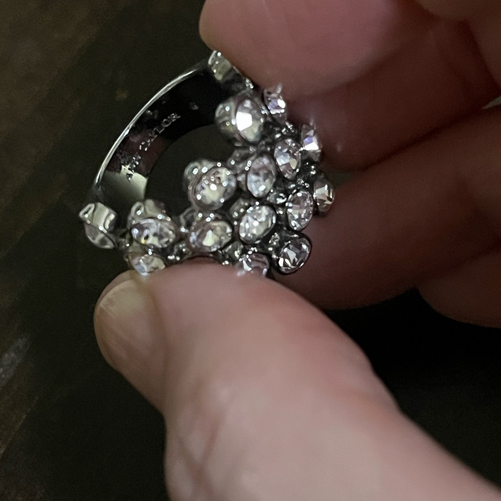 Ann Taylor Silver Rhinestone Cluster Ring - Picture 5 of 6